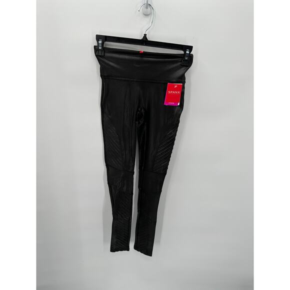 SPANX NWT Faux Leather Moto Leggings in Very Black // XS - Picture 6 of 14